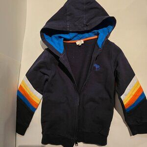 Paul Smith Junior Zip-Up Hoodie - Navy Blue with Colorful Stripe Detail